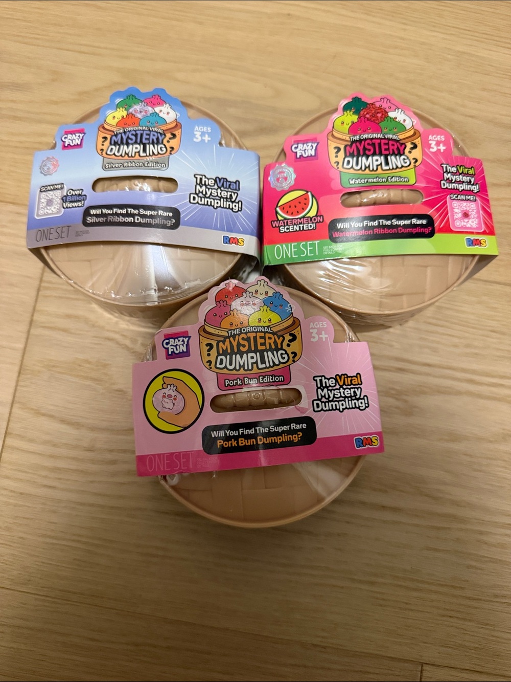 Set of 3 RMS Mystery Dumplings - 1 Silver Ribbon, 1 Watermelon & 1 Pork Bun